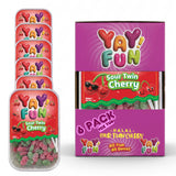 Halal Sour Twin Cherry Gummy Candy | 6 Pack Bundle (6x7 oz Tubs) | Chewy Sugar-Coated Cherry Gummies | Resealable Tubs in Bulk with Display Box |