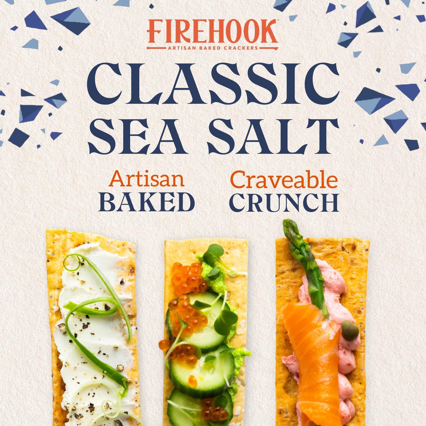 Firehook Sea Salt Crackers - Artisan Baked, Uniquely Crunchy, Baked with Simple Ingredients - Organic, Non-GMO, Kosher - 8 oz Box
