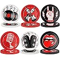 CLIYTICA 72Pcs Rock Party Paper Plates,1950's Record Dessert Plates,Disposable Music Birthday Tableware Set for Anniversary 50s 60s Theme Parties