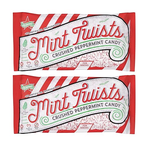 Atkinson's Mint Twists Crushed - Peppermint Red & White Candy - Gluten Free, Kosher, Vegan - Great for Baked Goods and Sweet Treats - 8 oz. Peg Bags