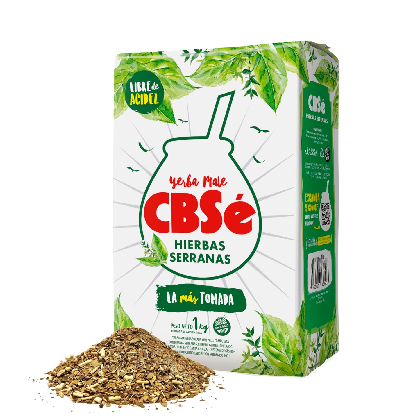 CBSe Hierbas Serranas - Loose Leaf Yerba Mate Tea with Mountain Herbs, Naturally Caffeinated, Gluten-Free, 1 kg (2.2 lbs)