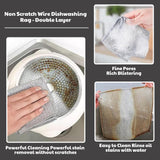 CrafTreat Non Scratch Wire Dishwashing Rag, 10 Pack Double Layer Reusable Wire Dishcloth, Silver Mesh Metal Cleaning Cloth for Pots, Pans, Sink, Steel