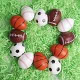 Candy Filled Easter Eggs, Sports Themed for Hunts and Baskets, 12 Pieces
