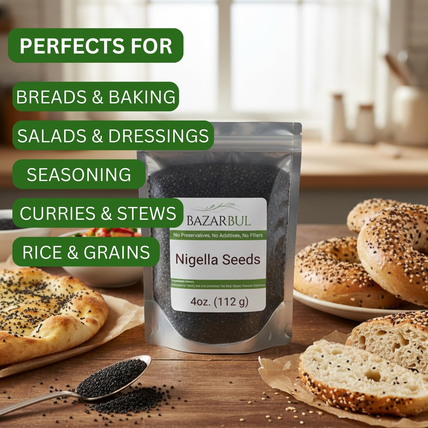 Premium Nigella Seeds (Black Cumin) | Pure, Aromatic & Whole Kalonji Spice (4 Oz) | Essential for Baking, Culinary & Wellness | Non-GMO, No Additives
