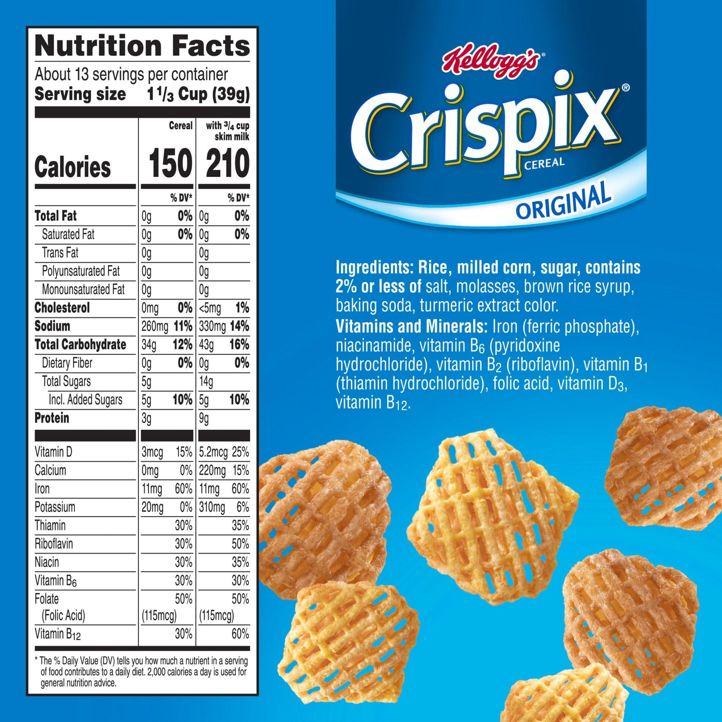 Kellogg's Crispix, Breakfast Cereal, Original, Family Size, 18oz Box