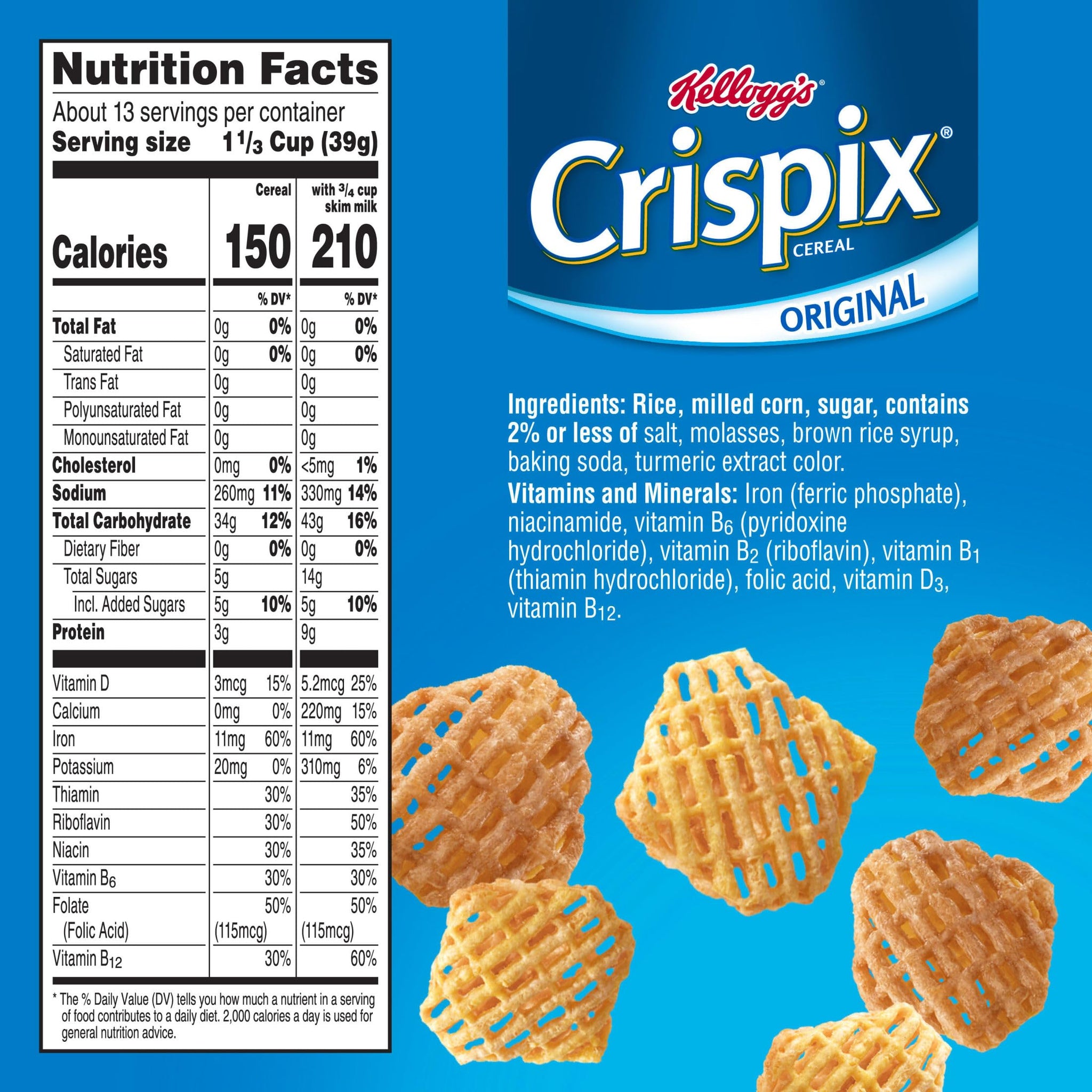 Kellogg's Crispix, Breakfast Cereal, Original, Family Size, 18oz Box