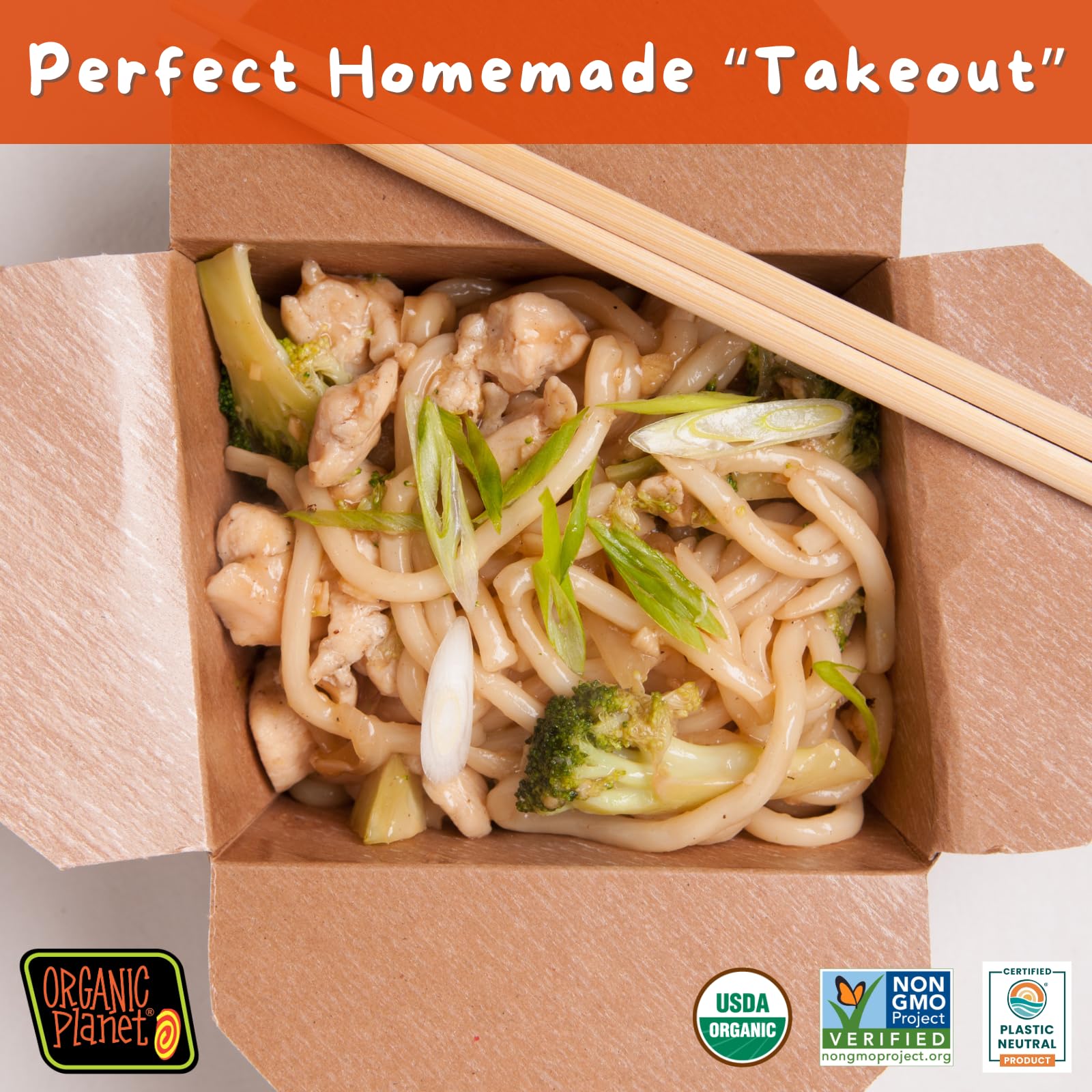 Organic Planet Udon Noodles, Whole Wheat Asian Pasta, Non-GMO, 8 oz (6 pack)