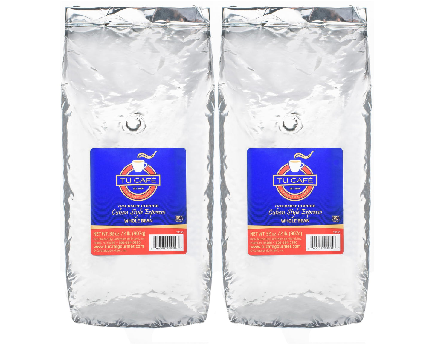 Tu Café Gourmet Whole Bean, Espresso Coffee, Gold 2lbs (2 Pack)