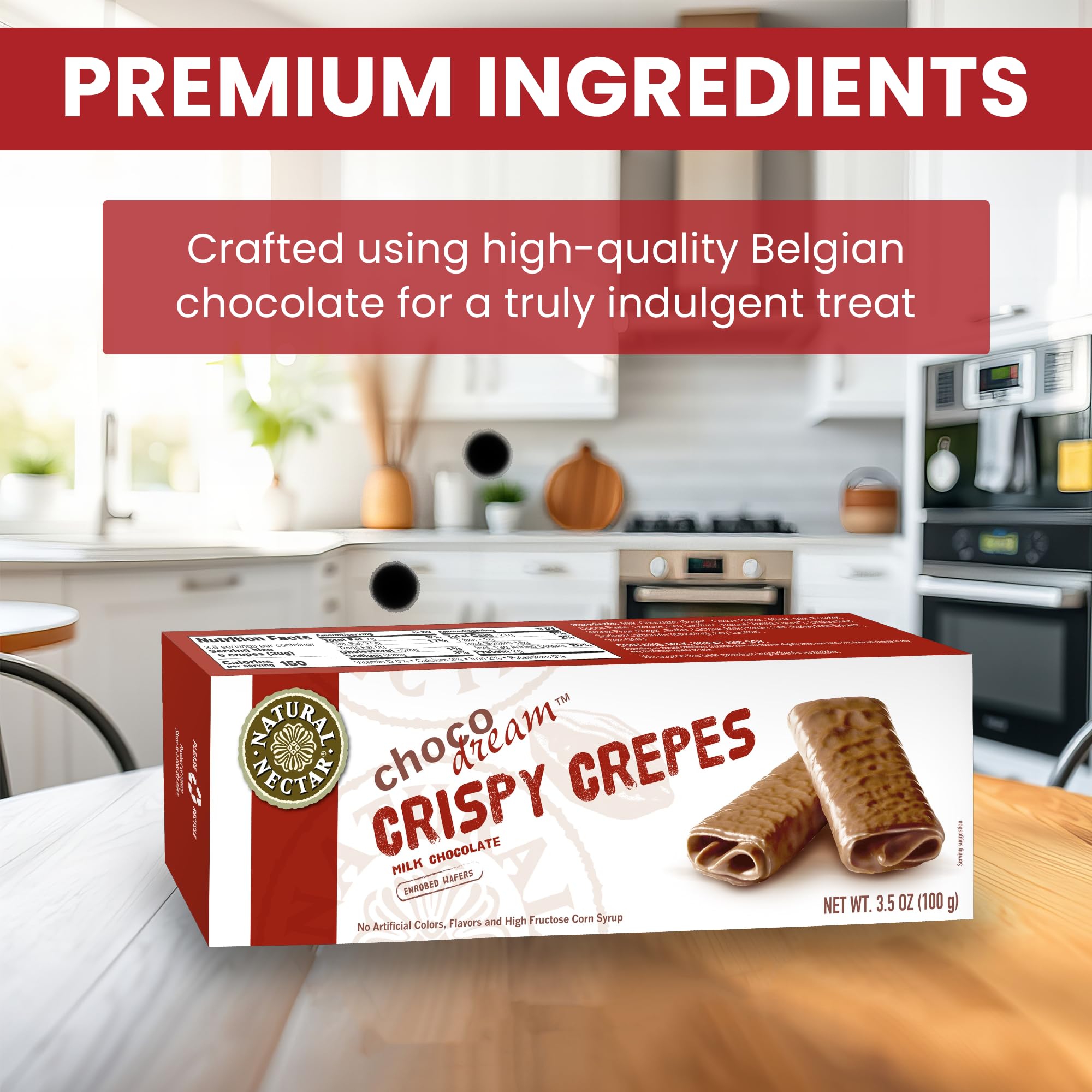 Natural Nectar Crispy Crepes Belgium Milk Chocolate, 3.5-Ounce