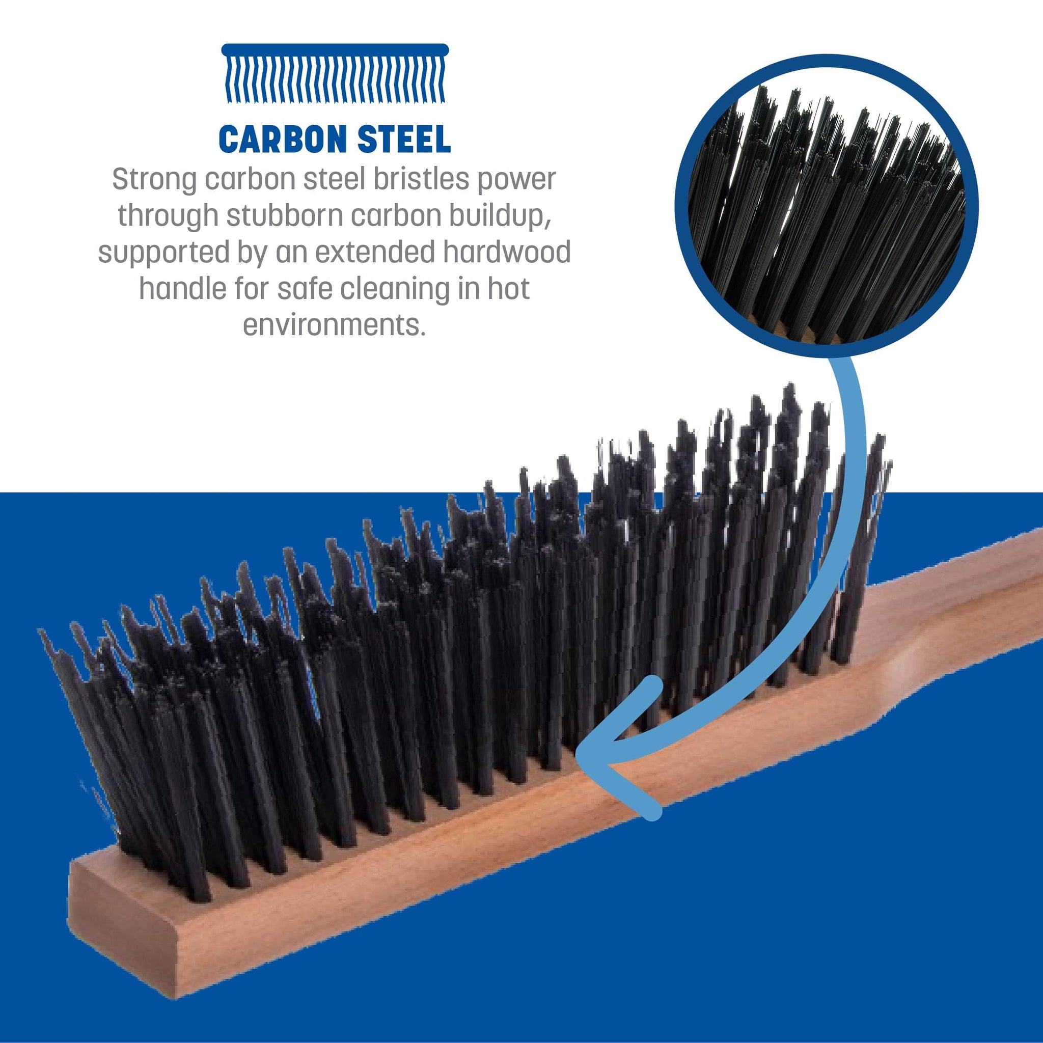 Carlisle FoodService Products 4577200 Carbon Steel Bristle Pizza/BBQ Oven Brush, 39" Overall Length