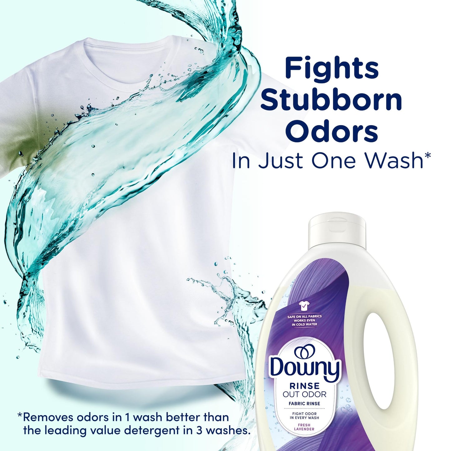 Downy Rinse Laundry Odor Remover, Fresh Lavender Scent, 62 FL OZ, Fabric Softener and Laundry Odor Removal Rinse