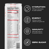 PHX Hydration Energy Drink - 700mg Electrolytes, 200mg Natural Green Tea Caffeine, 100% Daily Value 8 Essential Vitamins - 12 oz Cans (12 Pack) (12