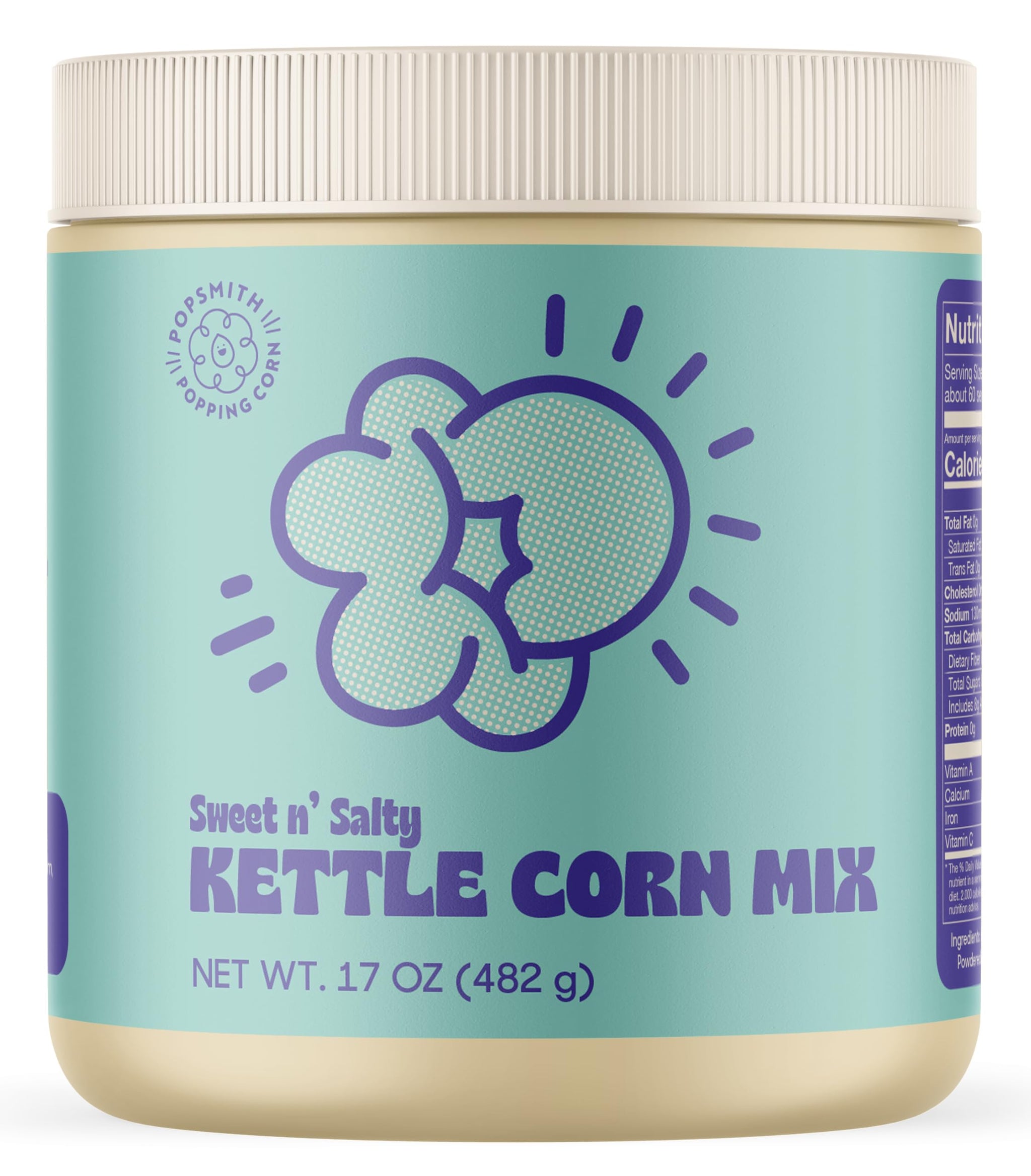Popsmith Popcorn Kettle Corn Seasoning Mix - 17oz Jar - Sweet n Salty Popcorn Seasoning Powder - Vegan and Gluten-Free - Kettle Corn Popcorn Seasoning