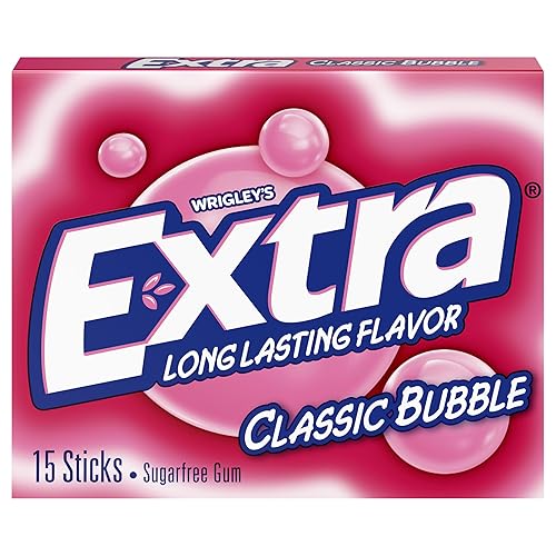 Extra Classic Bubble Sugarfree Gum, Single Pack (15 Pieces)