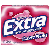 Extra Classic Bubble Sugarfree Gum, Single Pack (15 Pieces)