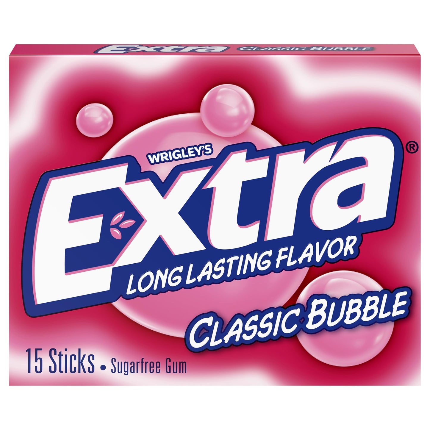 Extra Classic Bubble Sugarfree Gum, Single Pack (15 Pieces)