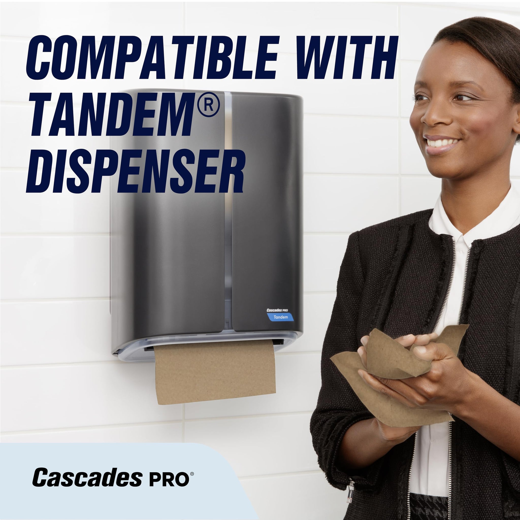 Cascades PRO Perform High Capacity Roll Paper Towels for Tandem Dispensers 1-Ply - 1050 ft Rolls, 100% Recycled, Compostable, Long-Lasting, 6