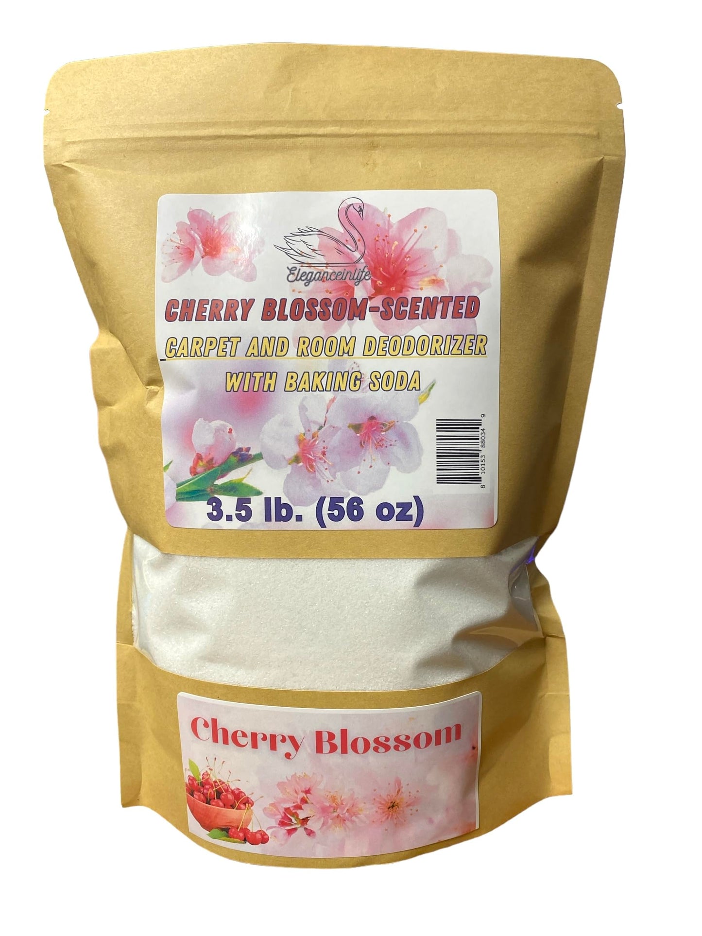 Eleganceinlife Cherry Blossom-Scented Carpet and Room Deodorizer with Baking Soda, 3.5 lb. (56 oz)