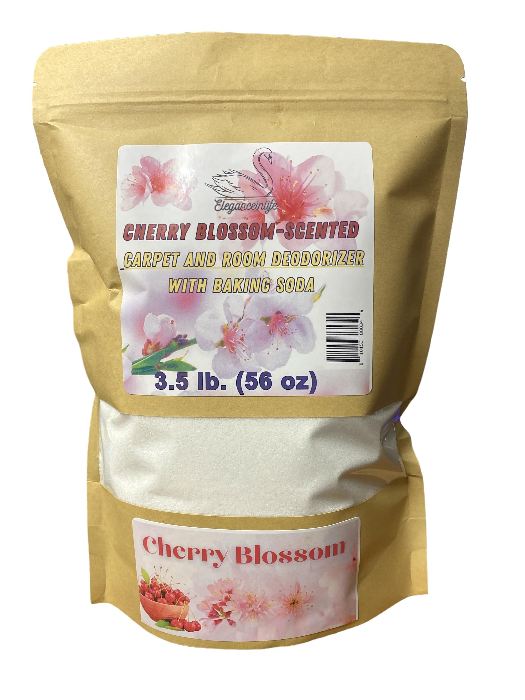 Eleganceinlife Cherry Blossom-Scented Carpet and Room Deodorizer with Baking Soda, 3.5 lb. (56 oz)