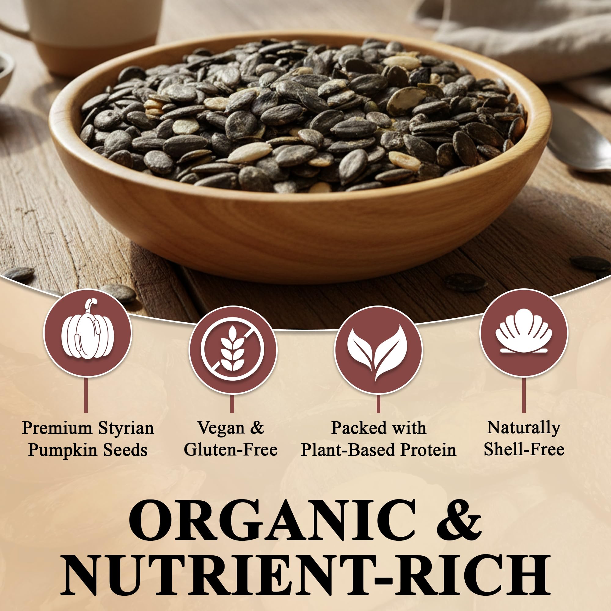 THE GREAT TRAIL Himalayan Sea Salted Pumpkin Seeds, US Grown No Shell, Nut-Free Snack, 7 oz, Vegan, Gluten-Free, Plant-Based Protein, Organic Pumpkin