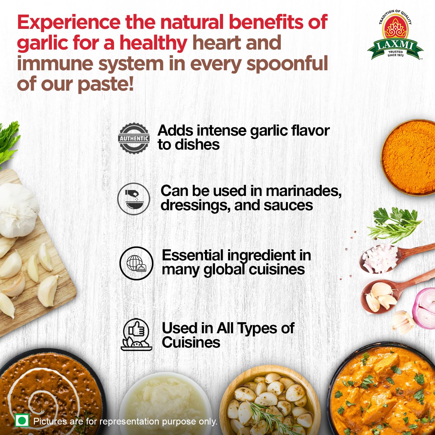 Laxmi Garlic Paste 8oz | Premium quality and pure Garlic, Ground | Vegetarian | Non-GMO certified | Ethically Sourced
