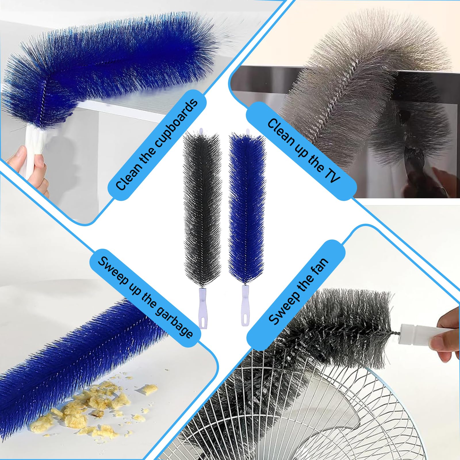 4 Pcs Fan Cleaner,Bendable Fan Duster,Comes with a Small Dusting Brush,Fan Brush,for Cleaning,Dust-Removing,Fan Cleaning Brush Suitable for Floor