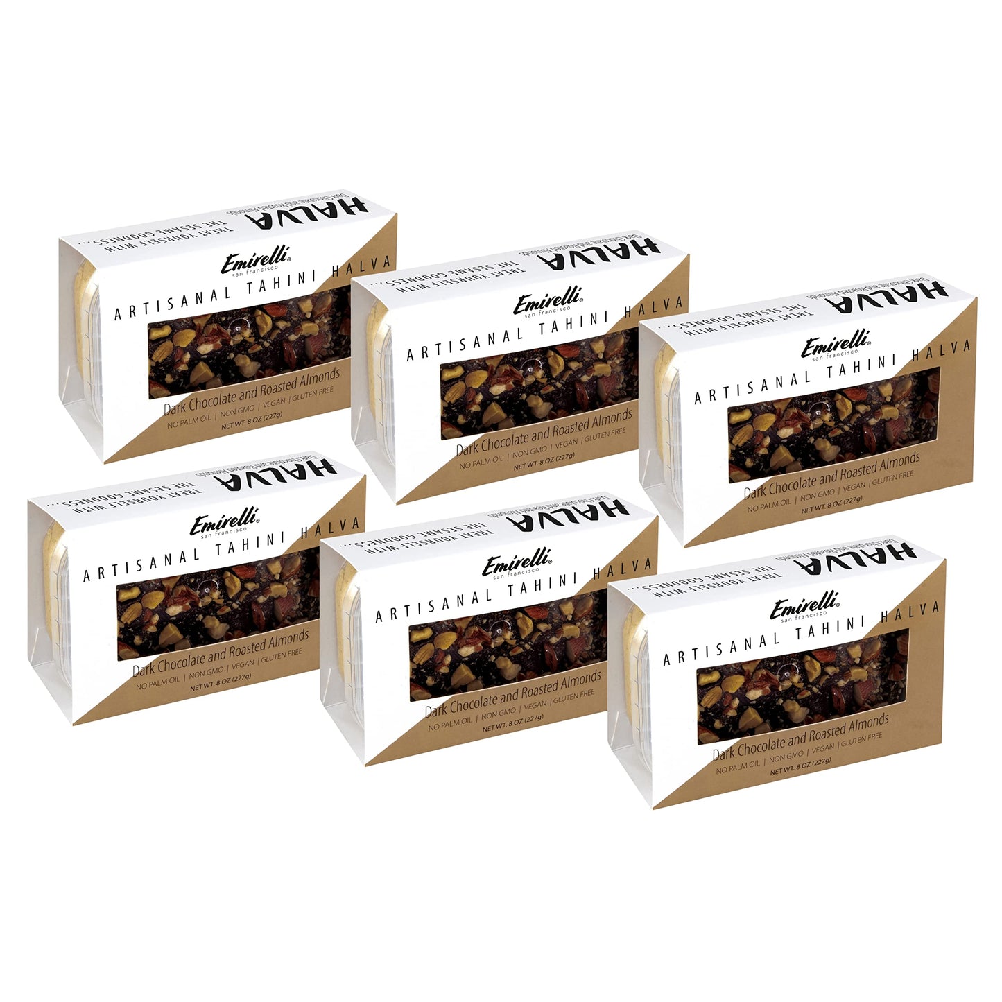 Emirelli Artisanal Halva Dessert - Authentic Middle Eastern Candy Turkish Sweets - Vegan Candy 55%-Tahini Halwa - Halvah Traditional International