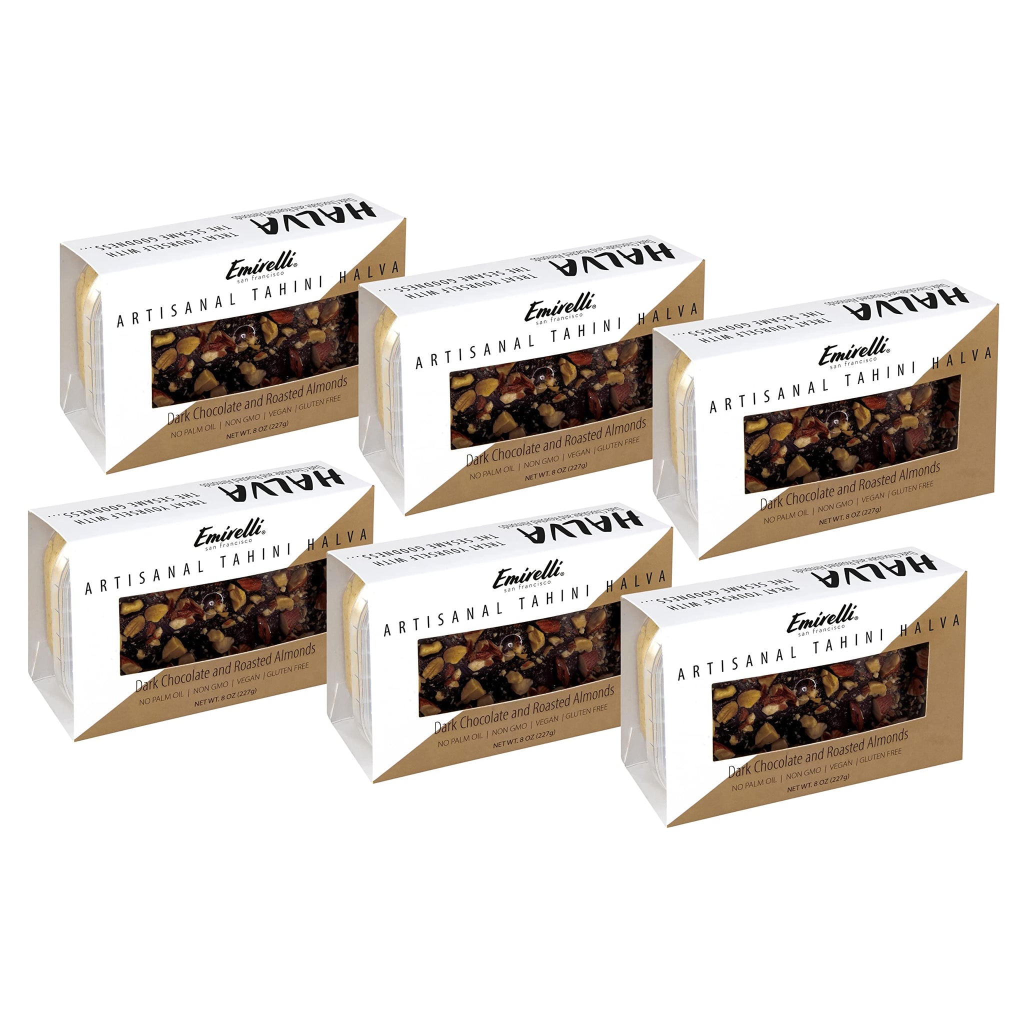 Emirelli Artisanal Halva Dessert - Authentic Middle Eastern Candy Turkish Sweets - Vegan Candy 55%-Tahini Halwa - Halvah Traditional International