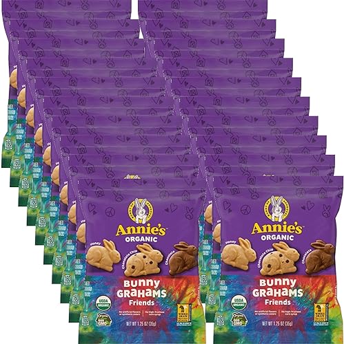 Annie's Organic Friends Bunny Grahams - Pack of 20 - Delicious Baked Grahams - Chocolate Chip and Chocolate Honey Flavors - Certified Organic