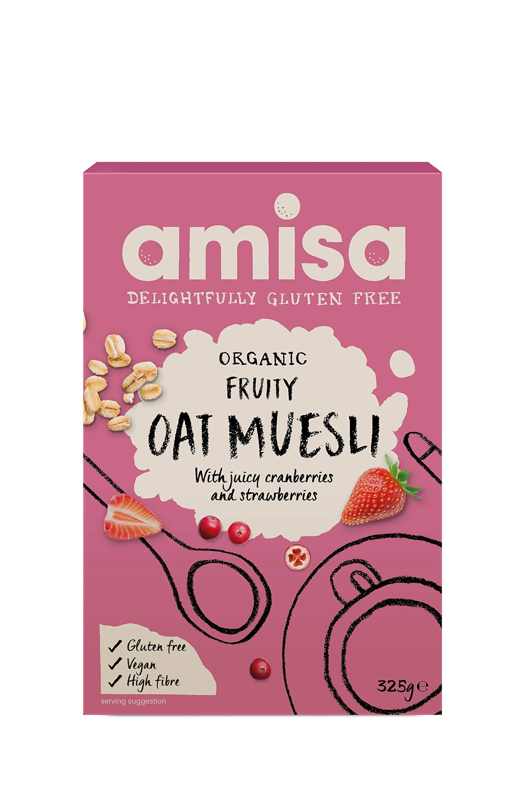 Amisa Organic Gluten Free Fruity Oat Muesli 325g - Pack of 6