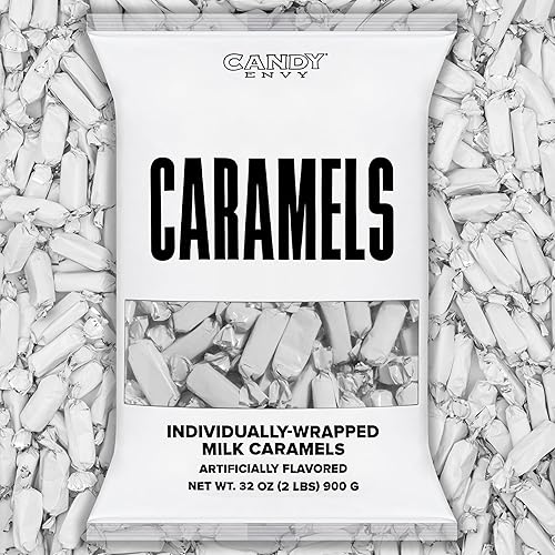 Candy Envy - Individually Wrapped Caramels - White Wrapper - 2 Pound Bulk White Candy