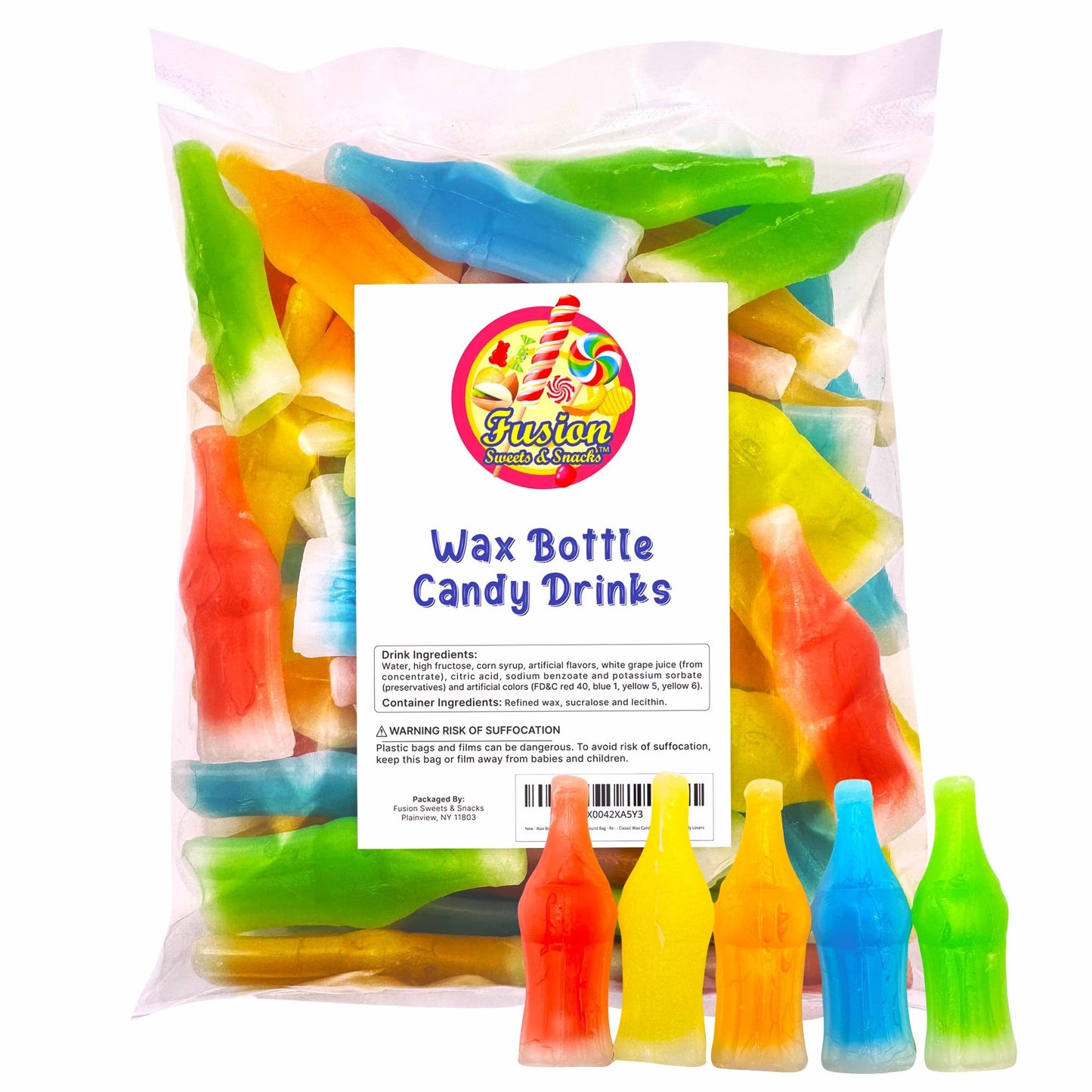 Wax Bottle Candy Drinks - 8 oz Bag | Liquid-Filled Nip Juice Bottles | Retro Bulk Candy for Parties, Candy Buffets & Nostalgic Snacking