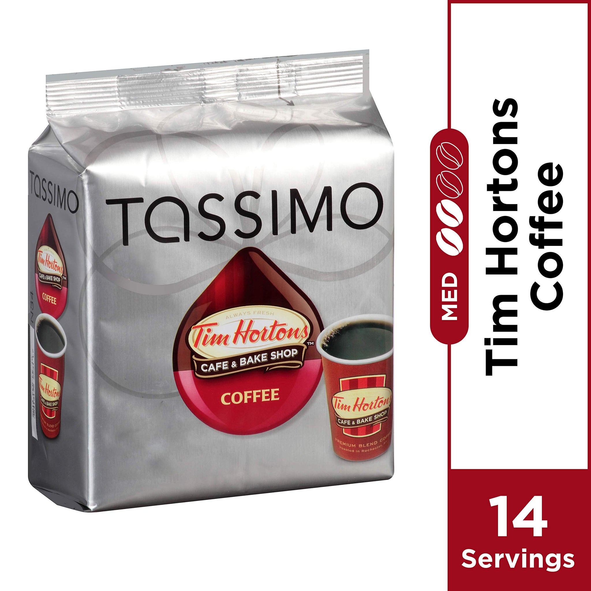 Tassimo Tim Hortons Cafe & Bake Shop Medium Roast Coffee T-Discs for Tassimo Single Cup Home Brewing Systems (14 ct Pack)