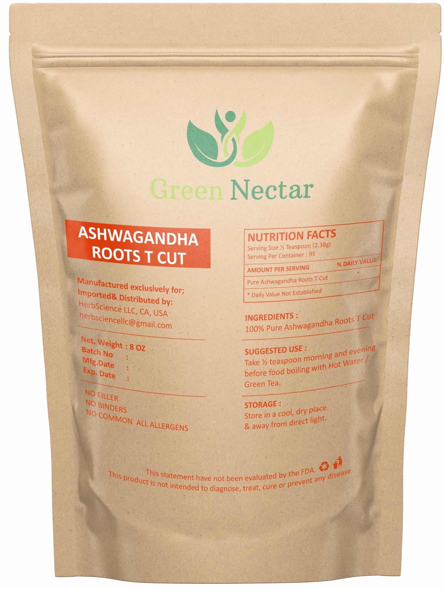 Ashwagandha Root 8 Oz |(Tea Cut), Dried Ashwagandha Herb, 100% Naturally Dried, Withania Somnifera. Best Particle Size For Making Tea (1)