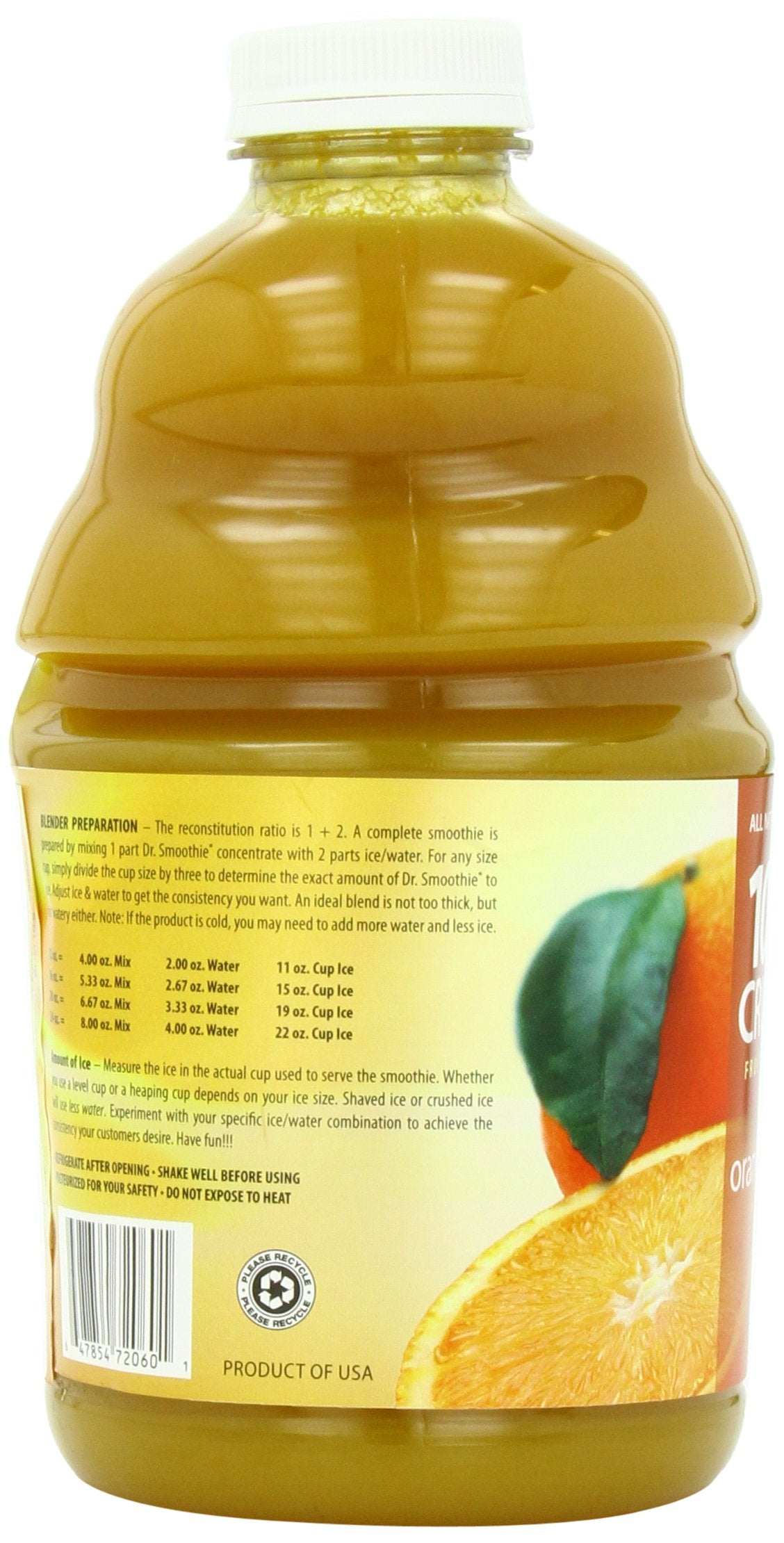 Dr. Smoothie 100% Crushed Fruit Concentrate, Orange Tangerine, 46-Ounce Bottles (Pack of 2)