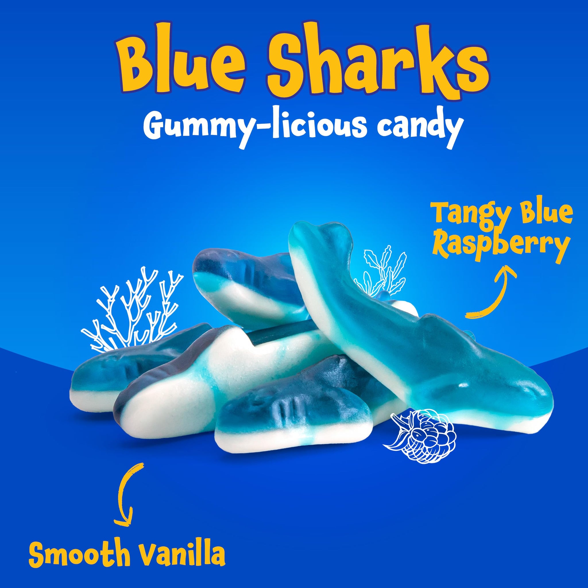 Gummy Sharks - 11 Ounce Pack - Blue Shark Gummies - Blue Candy for Goodie Bags, Gifting, Snacking & Dessert Decorating - Chewy Candy