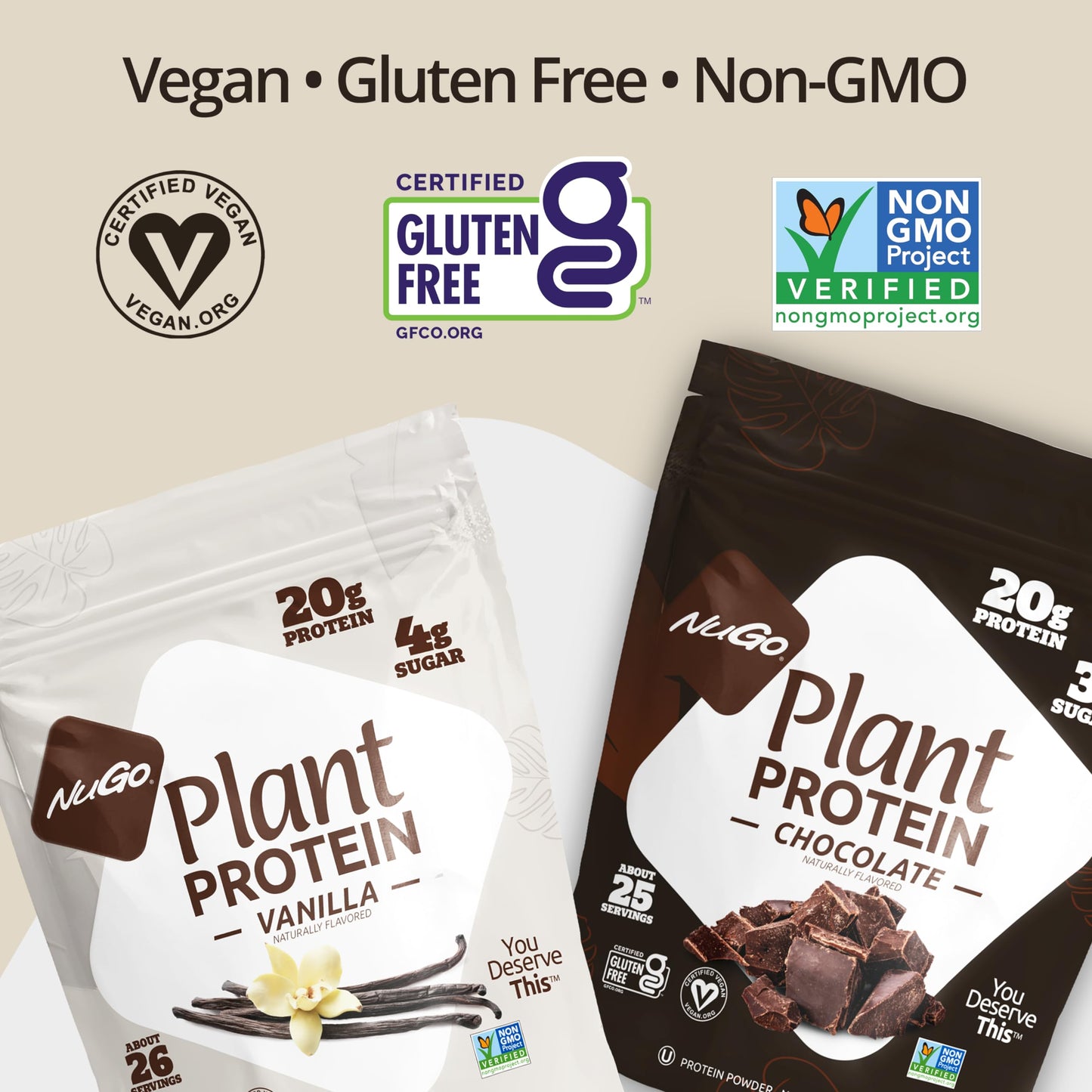 NuGo Plant Protein Powder, Vanilla, 20g Vegan Pea Protein, Low Sugar, Gluten Free, Dairy Free Ingredients, Soy Free, Non-GMO, Plant Based, Kosher