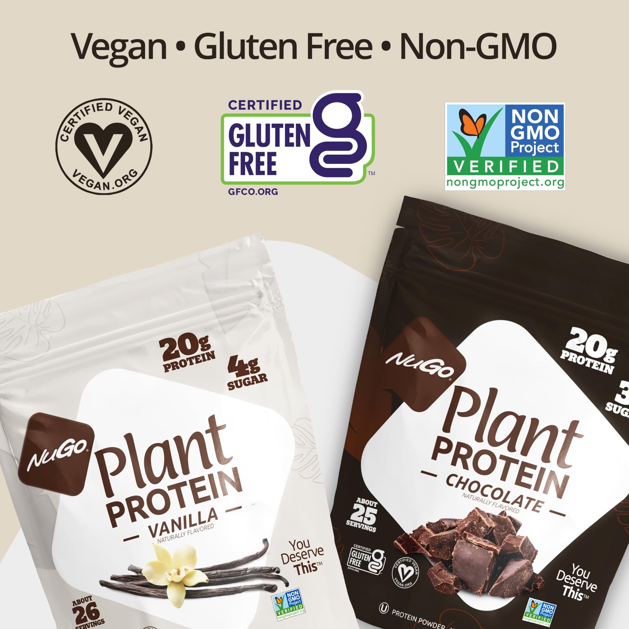 NuGo Plant Protein Powder, Vanilla, 20g Vegan Pea Protein, Low Sugar, Gluten Free, Dairy Free Ingredients, Soy Free, Non-GMO, Plant Based, Kosher