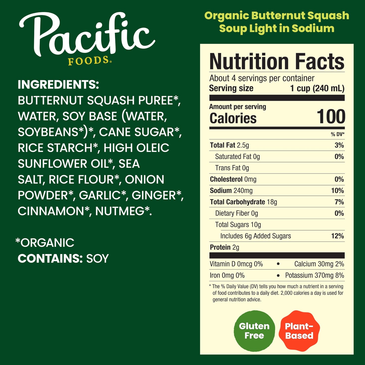 Pacific Foods Light in Sodium Organic Butternut Squash Soup, 32 oz Carton