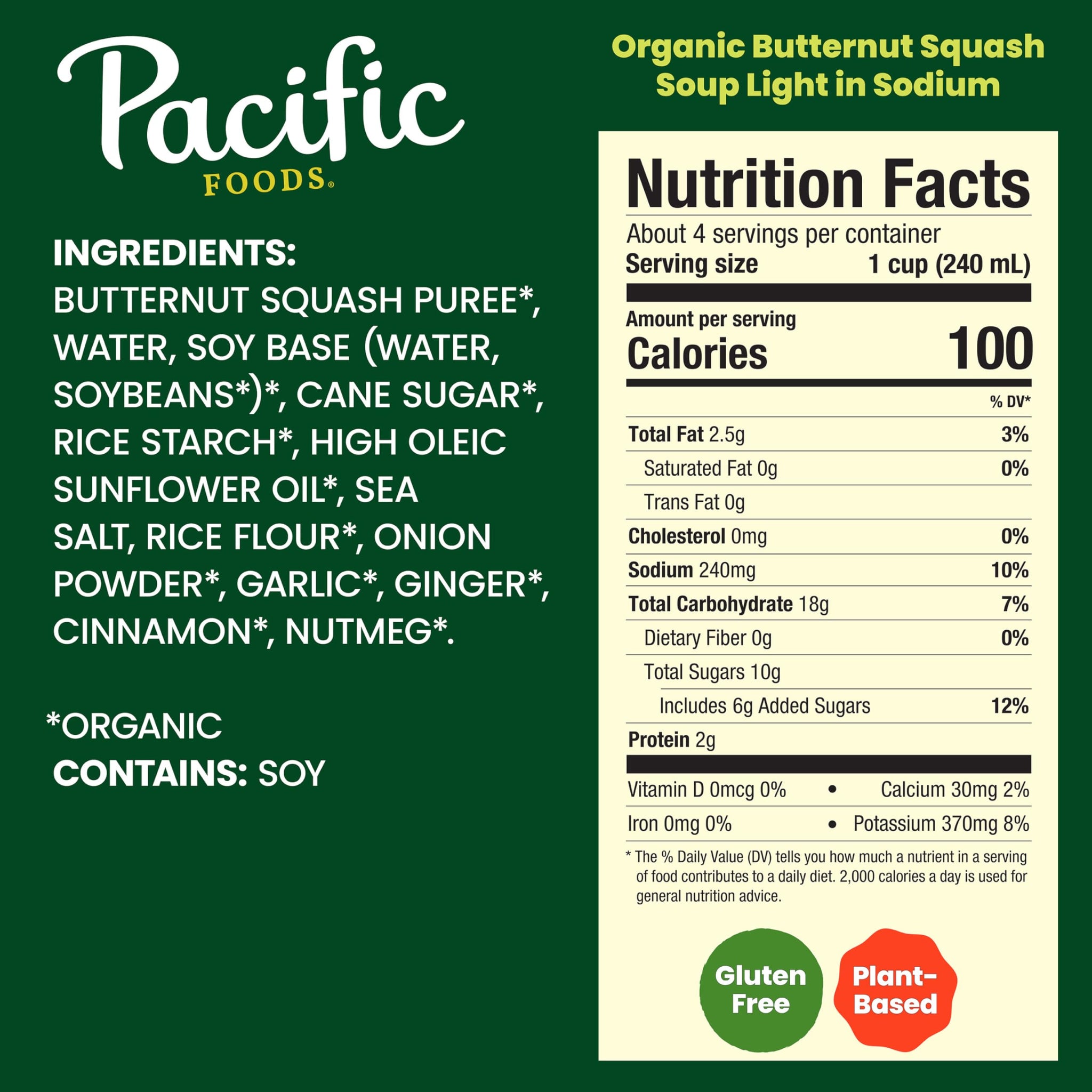 Pacific Foods Light in Sodium Organic Butternut Squash Soup, 32 oz Carton