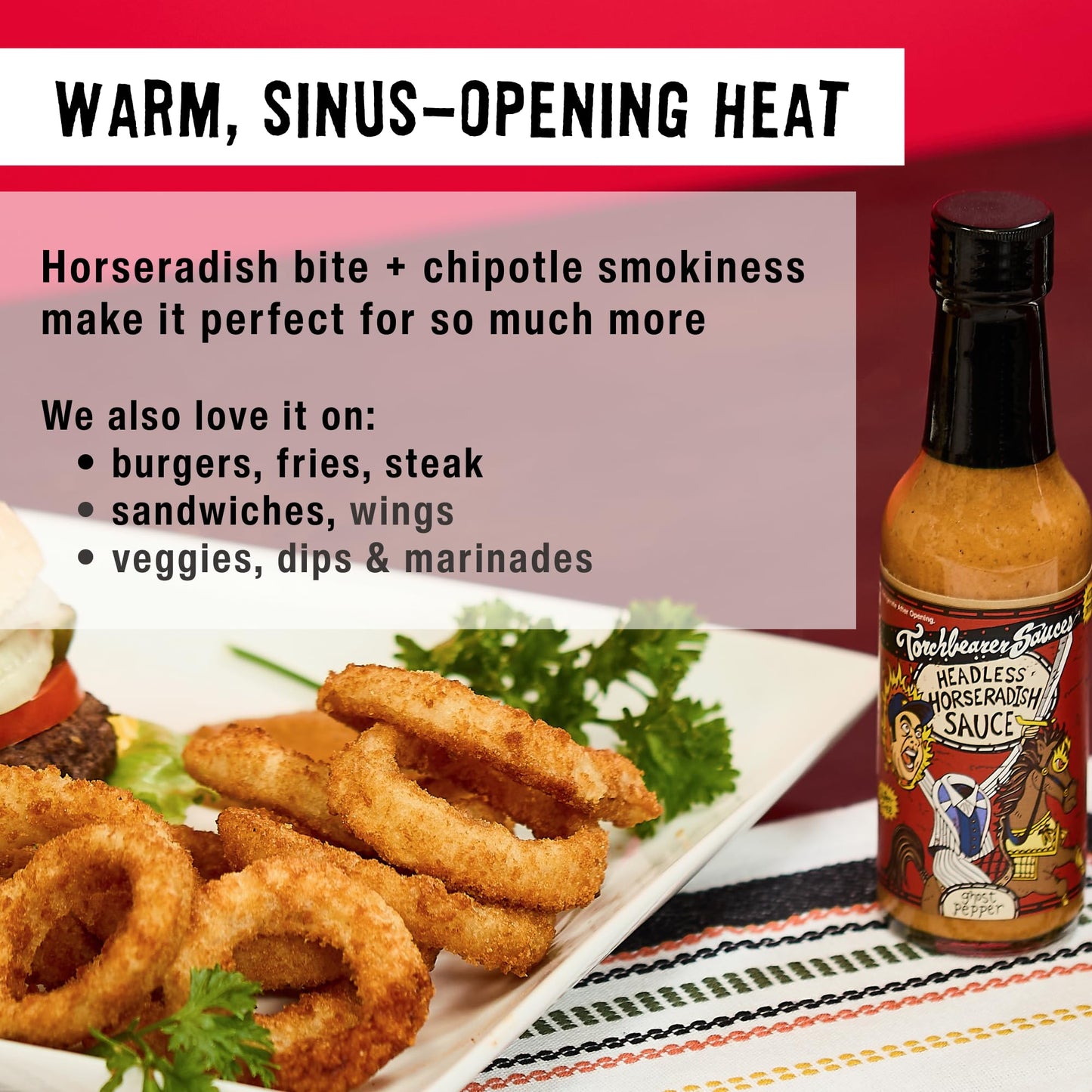 TorchBearer Sauces Headless Horseradish Ghost Pepper Hot Sauce 5oz, Heat level 6 - Featured on Hot Ones - All Natural, Extract-Free, Made in USA