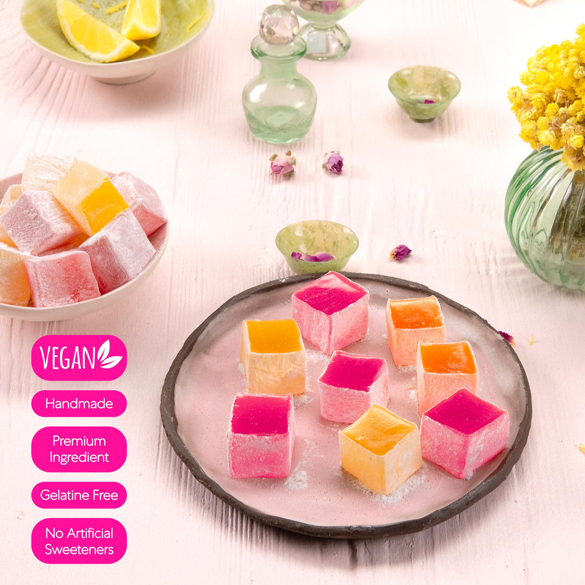HazerBaba Turkish Delight Candy Rose, Lemon & Orange, 16 Oz (Pack of 1)