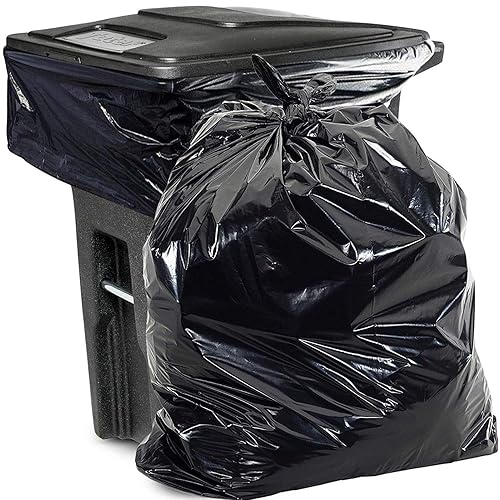 Heavy Duty 65 Gallon Black Trash Bags - (Pack of 50) 1.6 MIL - 50" x 58" Industrial Garbage Bags Premium Quality Plastic Can Liners for Recycling