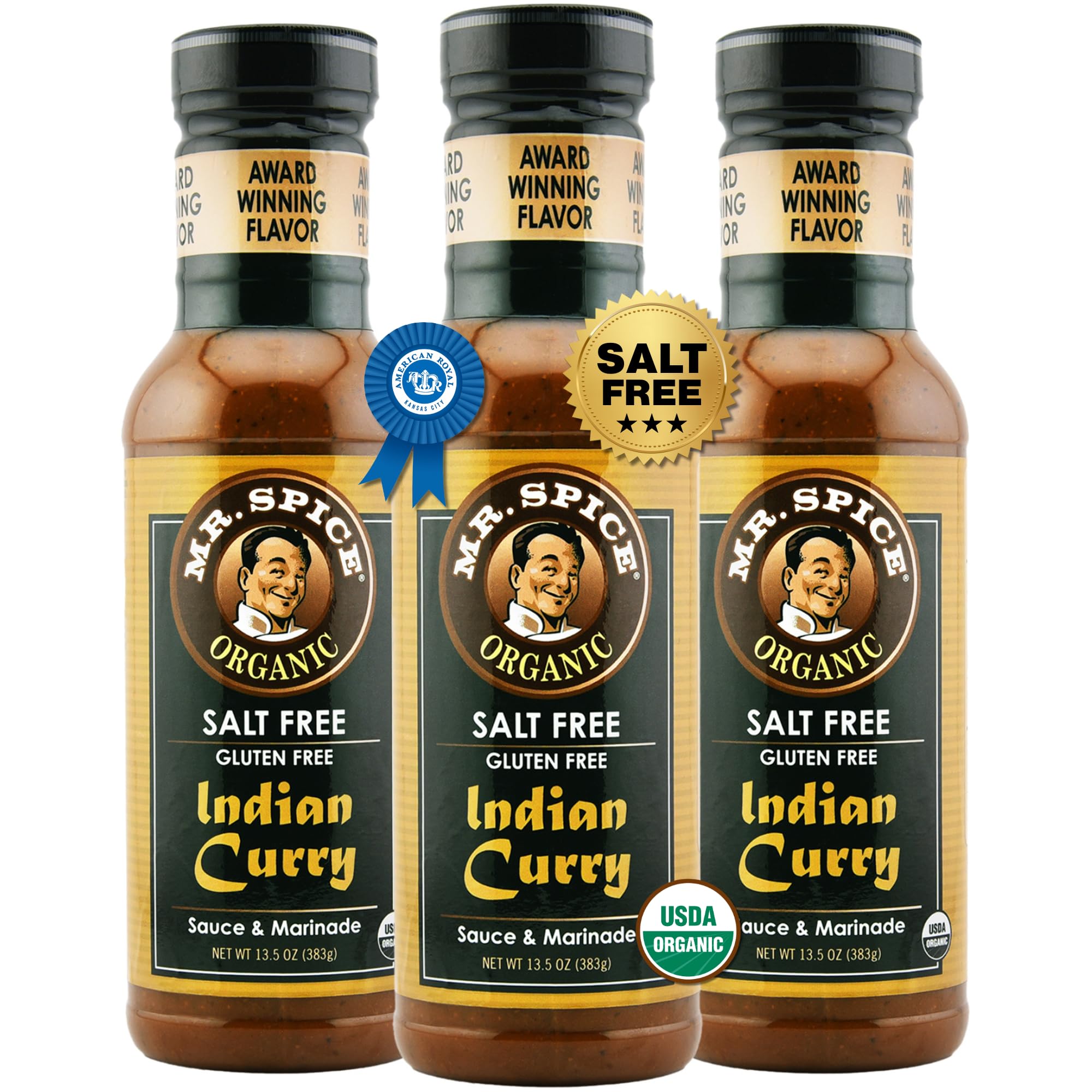 Mr. Spice Organic Indian Curry Sauce, Salt Free Curry Sauce (0mg/serv), Gluten Free, Low Sodium Sauces for Marinade, Simmer, Skillet & Air Fryer, No