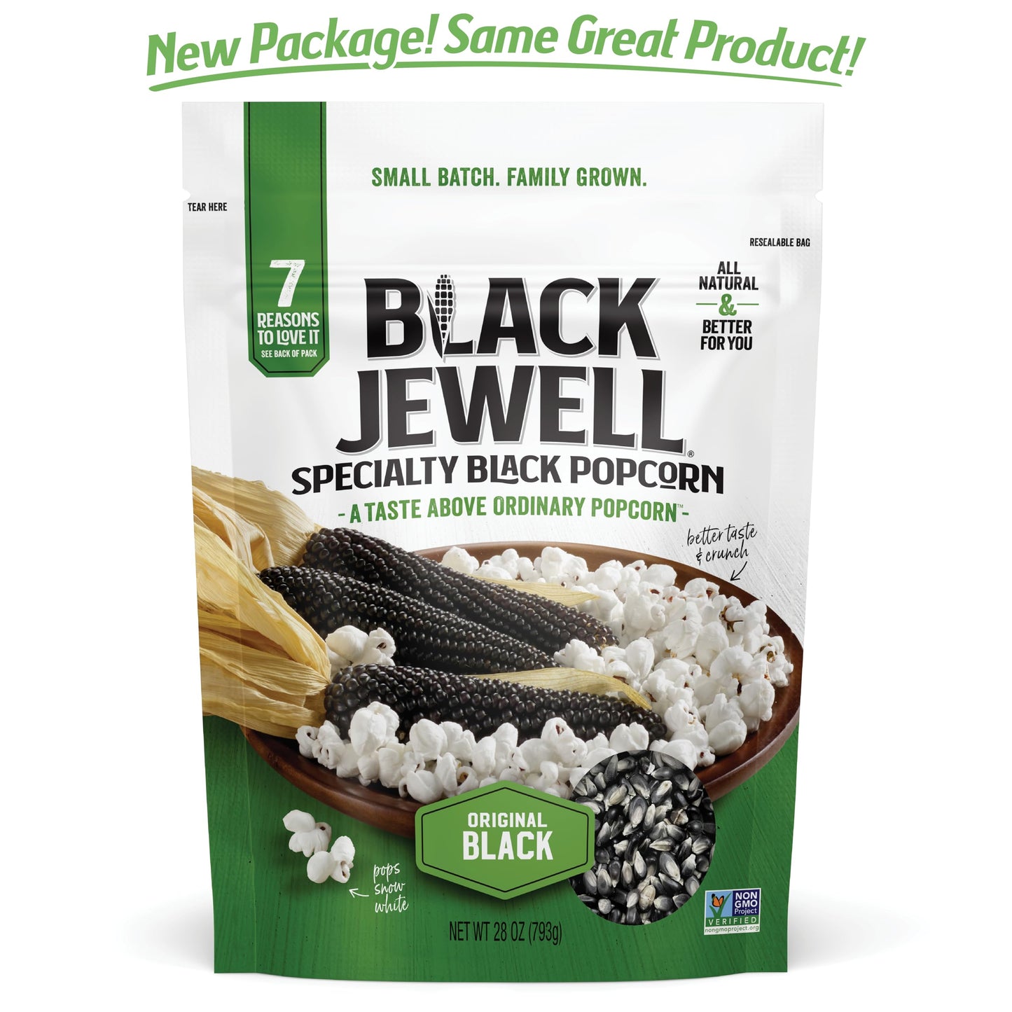 Black Jewell Unpopped Popcorn Kernels, Original Black, 28.35oz (Pack of 2)