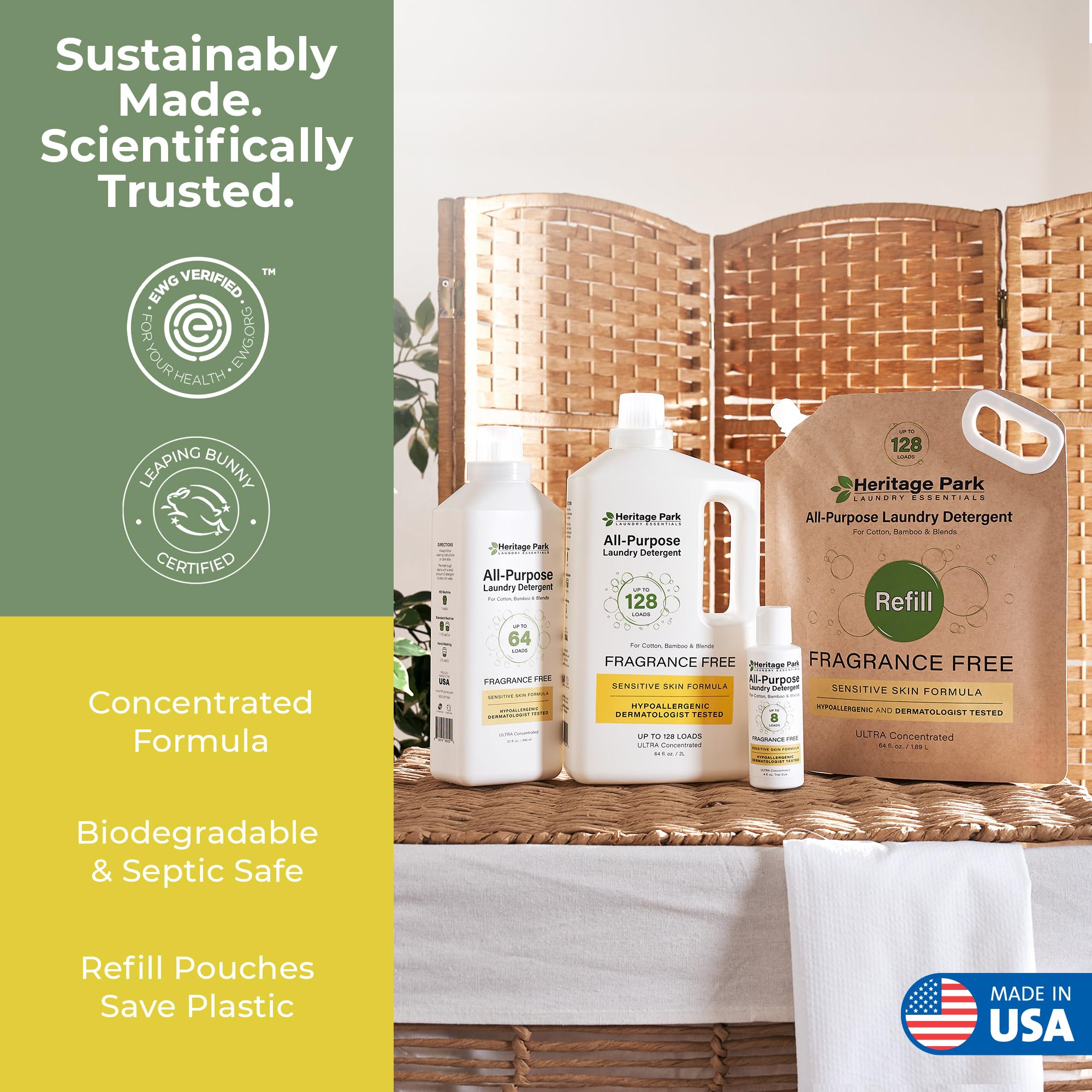 Heritage Park Luxury Laundry Detergent | Dermatologist Tested Plant based Natural & Enzyme Laundry Detergent | Sensitive Skin Friendly - Fragrance