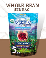 5LB Subtle Earth Organic Coffee - Medium Dark Roast - Whole Bean Coffee - 100% Arabica Beans - Low Acidity and Non-GMO - 5lb bag
