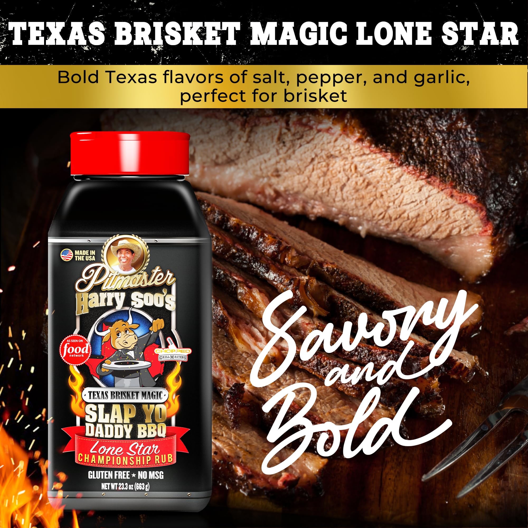 Slap Yo Daddy BBQ Rub Seasoning, Texas Brisket Magic Lone Star - Texas Brisket Rub for Smoking & Grilling From Pitmaster Harry Soo - Championship BBQ