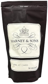 Harney and Sons Herbal Hot Cinnamon | 50 Sachets of Black Tea with Orange Peel, Clove, and Cinnamon