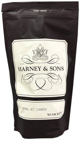 Harney and Sons Herbal Hot Cinnamon | 50 Sachets of Black Tea with Orange Peel, Clove, and Cinnamon